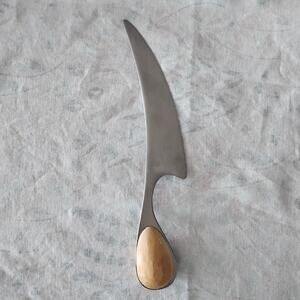 Dansk Torun Teak Handle Cheese Knife Curved Stainless Steel